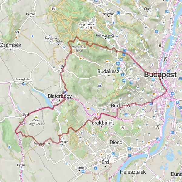 Map miniature of "Buda Castle Loop" cycling inspiration in Budapest, Hungary. Generated by Tarmacs.app cycling route planner