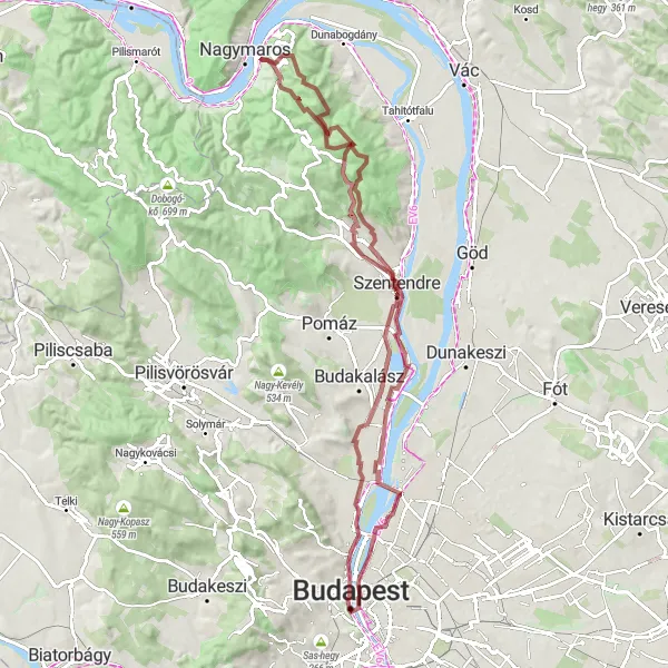 Map miniature of "Discovering Danube Trails" cycling inspiration in Budapest, Hungary. Generated by Tarmacs.app cycling route planner