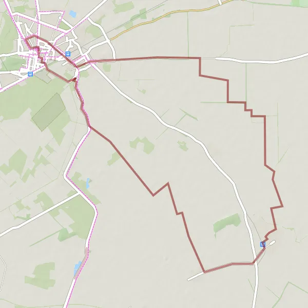 Map miniature of "Serene Gravel Ride" cycling inspiration in Dél-Alföld, Hungary. Generated by Tarmacs.app cycling route planner