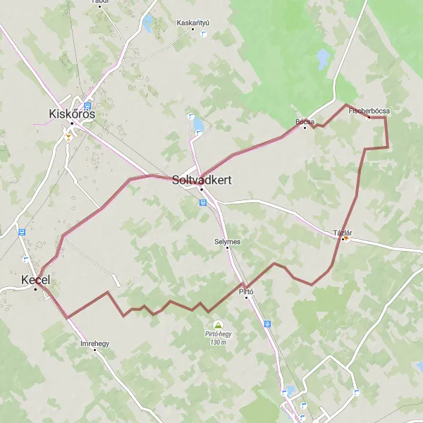 Map miniature of "Discovering Hidden Gems in Southern Hungary" cycling inspiration in Dél-Alföld, Hungary. Generated by Tarmacs.app cycling route planner