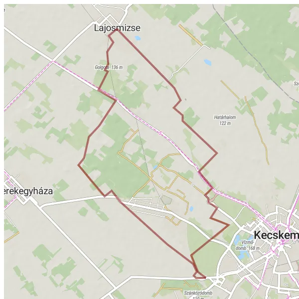 Map miniature of "Exploring Hetényegyháza" cycling inspiration in Dél-Alföld, Hungary. Generated by Tarmacs.app cycling route planner