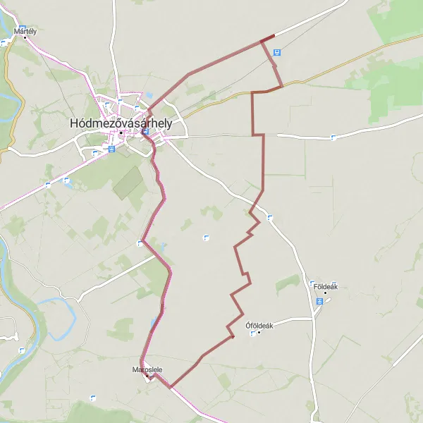 Map miniature of "The Susán Loop" cycling inspiration in Dél-Alföld, Hungary. Generated by Tarmacs.app cycling route planner