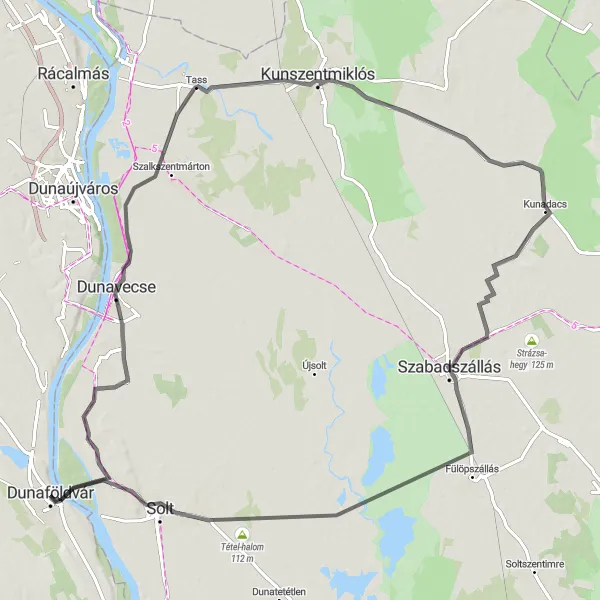 Map miniature of "The Picturesque Tour" cycling inspiration in Dél-Dunántúl, Hungary. Generated by Tarmacs.app cycling route planner