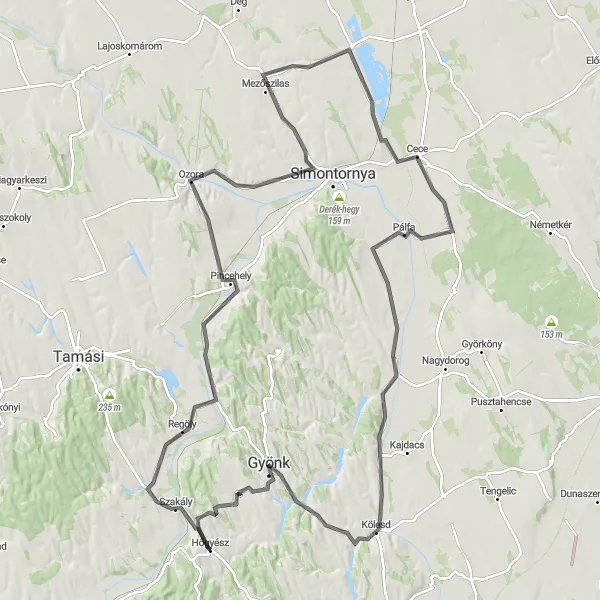 Map miniature of "The Lake District Loop" cycling inspiration in Dél-Dunántúl, Hungary. Generated by Tarmacs.app cycling route planner