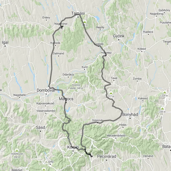 Map miniature of "Ultimate Cycling Challenge" cycling inspiration in Dél-Dunántúl, Hungary. Generated by Tarmacs.app cycling route planner