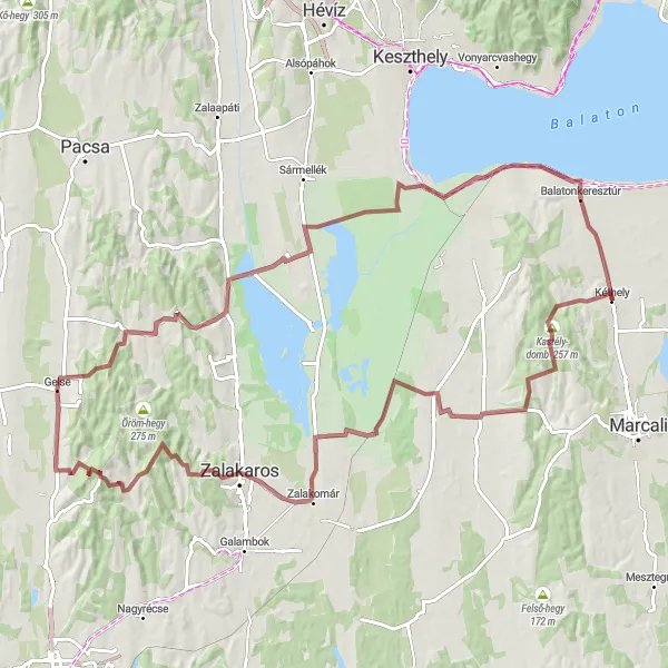 Map miniature of "The Zala Valley Loop" cycling inspiration in Dél-Dunántúl, Hungary. Generated by Tarmacs.app cycling route planner