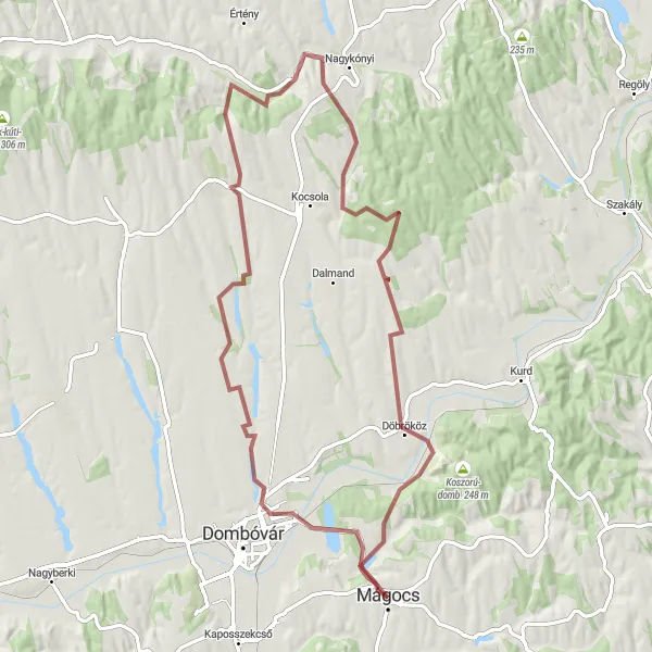 Map miniature of "The Valley Trail Adventure" cycling inspiration in Dél-Dunántúl, Hungary. Generated by Tarmacs.app cycling route planner