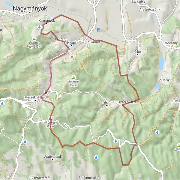 Map miniature of "Eszterpusztai Templom Rom Gravel Route" cycling inspiration in Dél-Dunántúl, Hungary. Generated by Tarmacs.app cycling route planner