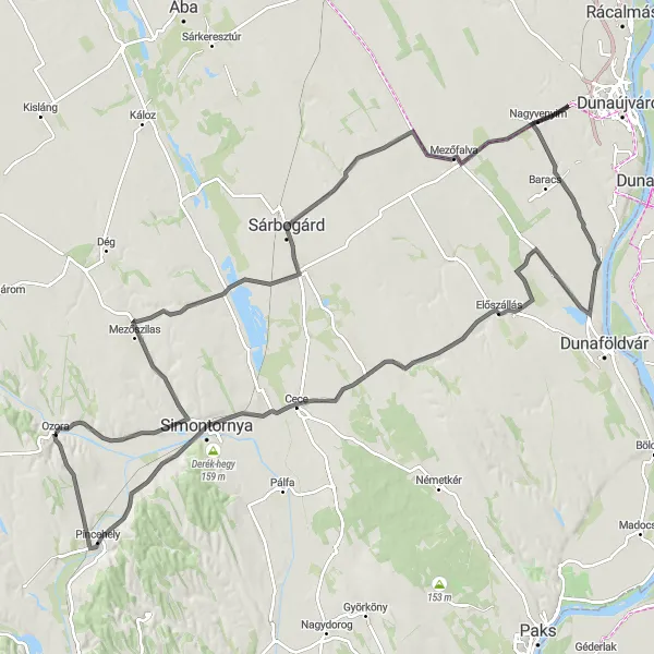 Map miniature of "Challenging Road Ride" cycling inspiration in Dél-Dunántúl, Hungary. Generated by Tarmacs.app cycling route planner