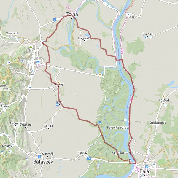 Map miniature of "Rest with Playground and Festetics-kastély" cycling inspiration in Dél-Dunántúl, Hungary. Generated by Tarmacs.app cycling route planner