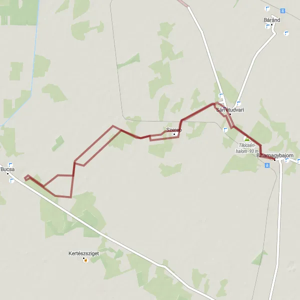 Map miniature of "Hosszúhát Gravel Loop" cycling inspiration in Észak-Alföld, Hungary. Generated by Tarmacs.app cycling route planner