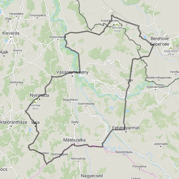 Map miniature of "Rohod Challenge" cycling inspiration in Észak-Alföld, Hungary. Generated by Tarmacs.app cycling route planner