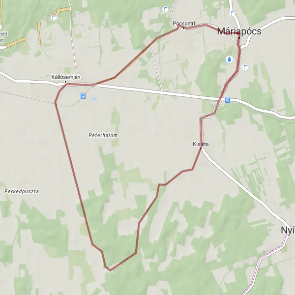 Map miniature of "Kisléta Loop" cycling inspiration in Észak-Alföld, Hungary. Generated by Tarmacs.app cycling route planner
