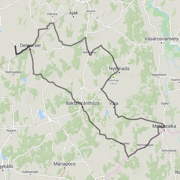 Map miniature of "Gégény - Ricsó-hegy Epic Ride" cycling inspiration in Észak-Alföld, Hungary. Generated by Tarmacs.app cycling route planner