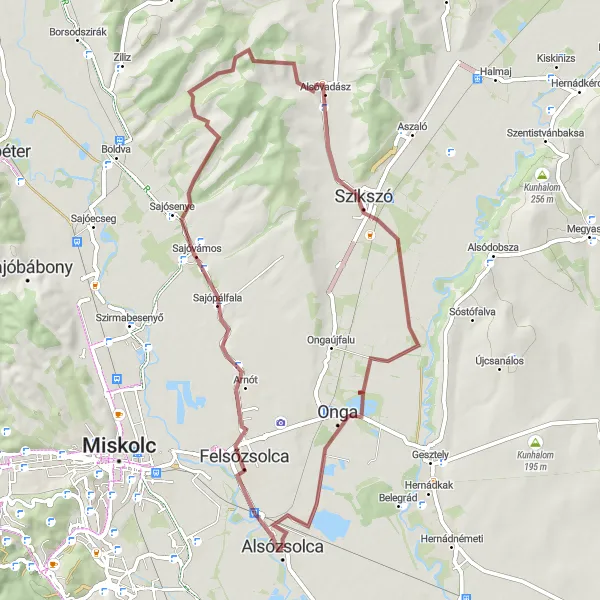 Map miniature of "Alsózsolca - Alsóvadász Adventure" cycling inspiration in Észak-Magyarország, Hungary. Generated by Tarmacs.app cycling route planner