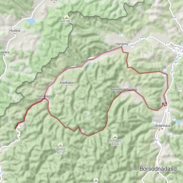 Map miniature of "Exploring the Countryside near Arló" cycling inspiration in Észak-Magyarország, Hungary. Generated by Tarmacs.app cycling route planner