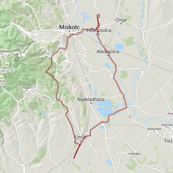 Map miniature of "Bükkaranyos Expedition" cycling inspiration in Észak-Magyarország, Hungary. Generated by Tarmacs.app cycling route planner