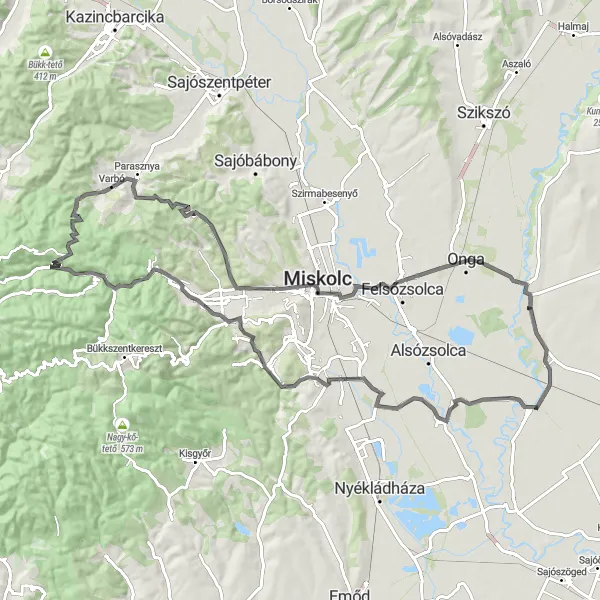 Map miniature of "Avas Mountain Challenge" cycling inspiration in Észak-Magyarország, Hungary. Generated by Tarmacs.app cycling route planner