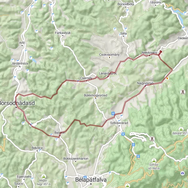 Map miniature of "The Szilvásvárad Gravel Route" cycling inspiration in Észak-Magyarország, Hungary. Generated by Tarmacs.app cycling route planner