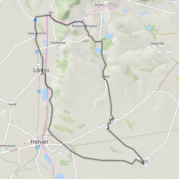 Map miniature of "Nagygombos and Zagyvaszántó Adventure" cycling inspiration in Észak-Magyarország, Hungary. Generated by Tarmacs.app cycling route planner