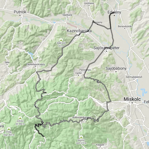 Map miniature of "Exploring Bükkszentlászló and Surroundings" cycling inspiration in Észak-Magyarország, Hungary. Generated by Tarmacs.app cycling route planner