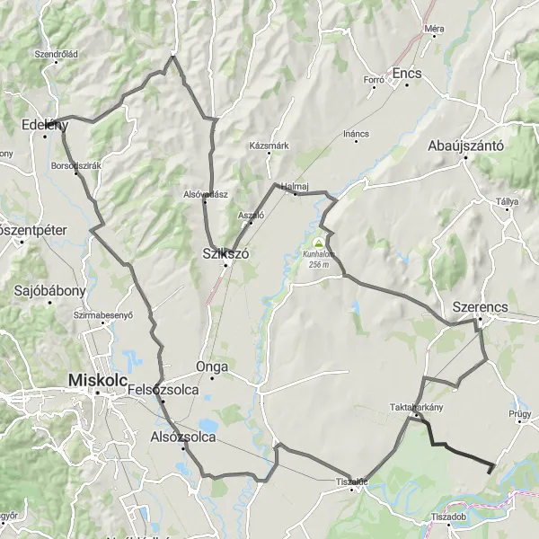 Map miniature of "Hernádnémeti Adventure" cycling inspiration in Észak-Magyarország, Hungary. Generated by Tarmacs.app cycling route planner