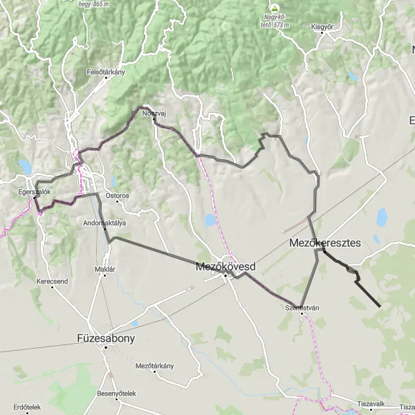 Map miniature of "Exploring Bükk Mountains" cycling inspiration in Észak-Magyarország, Hungary. Generated by Tarmacs.app cycling route planner