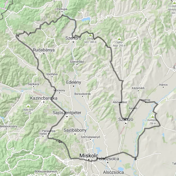Map miniature of "Gesztely to Görög-bérc Adventure" cycling inspiration in Észak-Magyarország, Hungary. Generated by Tarmacs.app cycling route planner