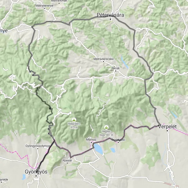 Map miniature of "Ultimate Mátra Challenge" cycling inspiration in Észak-Magyarország, Hungary. Generated by Tarmacs.app cycling route planner