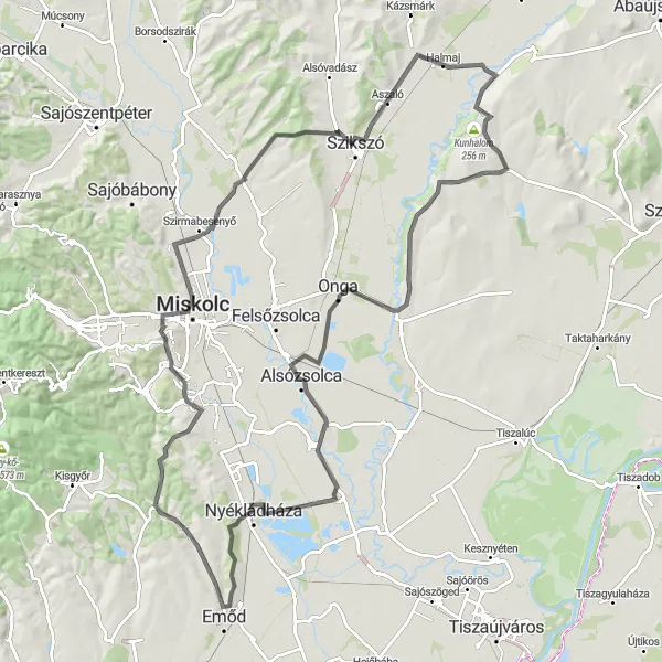 Map miniature of "The Epic Road of Szentistvánbaksa" cycling inspiration in Észak-Magyarország, Hungary. Generated by Tarmacs.app cycling route planner
