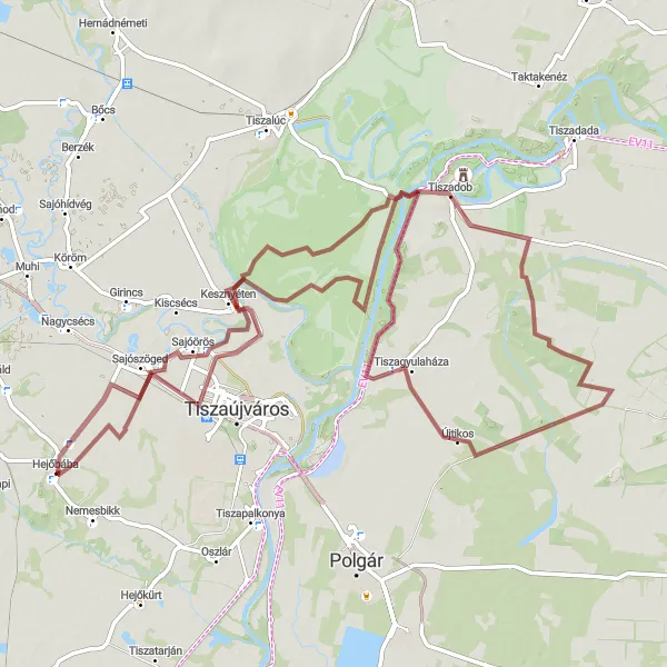 Map miniature of "Gravel Adventure in Northern Hungary" cycling inspiration in Észak-Magyarország, Hungary. Generated by Tarmacs.app cycling route planner