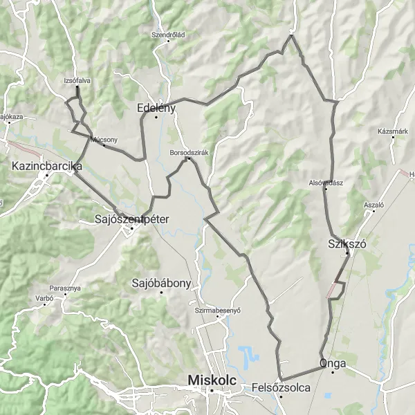 Map miniature of "Discovering Borsodszirák by Bike" cycling inspiration in Észak-Magyarország, Hungary. Generated by Tarmacs.app cycling route planner