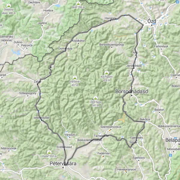 Map miniature of "The Bükk Adventure" cycling inspiration in Észak-Magyarország, Hungary. Generated by Tarmacs.app cycling route planner