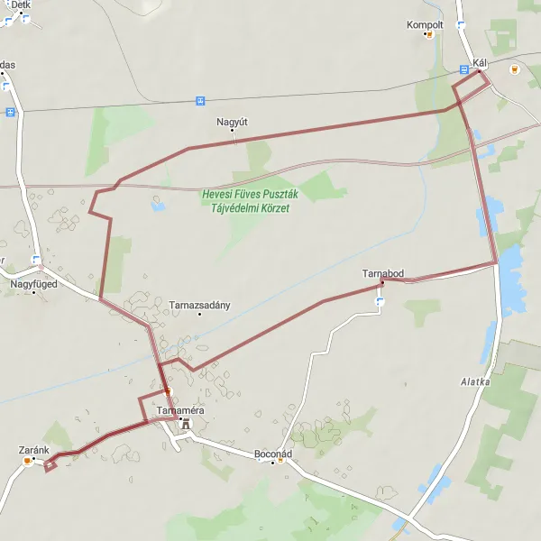 Map miniature of "Tarnaméra Gravel Explorer" cycling inspiration in Észak-Magyarország, Hungary. Generated by Tarmacs.app cycling route planner
