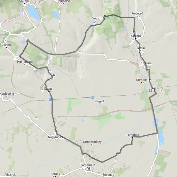 Map miniature of "Detk Adventure" cycling inspiration in Észak-Magyarország, Hungary. Generated by Tarmacs.app cycling route planner