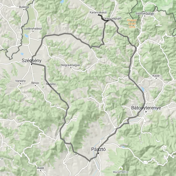 Map miniature of "Mátra Hills Exploration" cycling inspiration in Észak-Magyarország, Hungary. Generated by Tarmacs.app cycling route planner