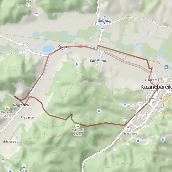 Map miniature of "Bükk-tető Shortcut" cycling inspiration in Észak-Magyarország, Hungary. Generated by Tarmacs.app cycling route planner