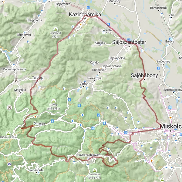 Map miniature of "Avas Adventure" cycling inspiration in Észak-Magyarország, Hungary. Generated by Tarmacs.app cycling route planner