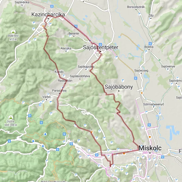 Map miniature of "Among the Hills and Valleys" cycling inspiration in Észak-Magyarország, Hungary. Generated by Tarmacs.app cycling route planner