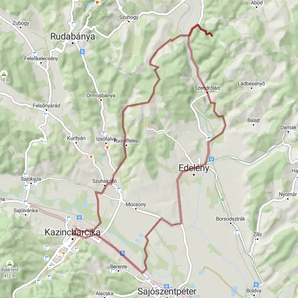 Map miniature of "The Gravel Adventure" cycling inspiration in Észak-Magyarország, Hungary. Generated by Tarmacs.app cycling route planner