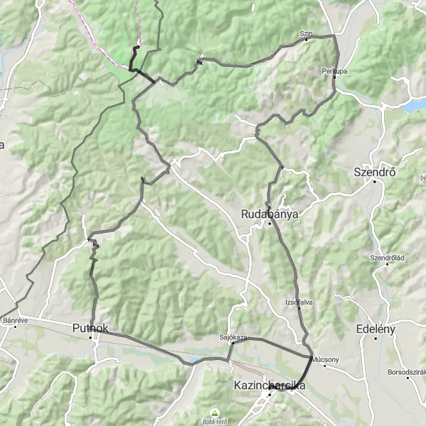 Map miniature of "Rudabánya Scenic Ride" cycling inspiration in Észak-Magyarország, Hungary. Generated by Tarmacs.app cycling route planner