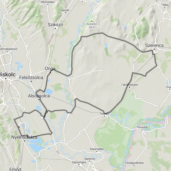 Map miniature of "Scenic Road Adventure" cycling inspiration in Észak-Magyarország, Hungary. Generated by Tarmacs.app cycling route planner