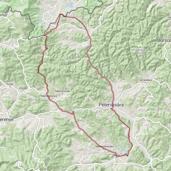 Map miniature of "Mátraderecske - Valéria-hegy Off-Road Adventure (Gravel)" cycling inspiration in Észak-Magyarország, Hungary. Generated by Tarmacs.app cycling route planner