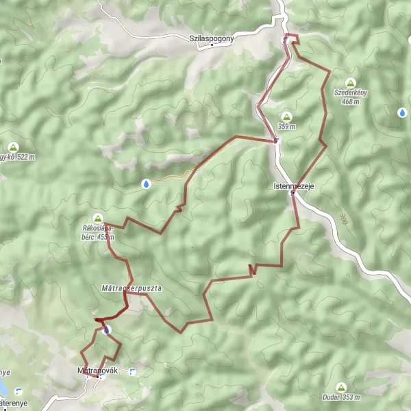 Map miniature of "Gravel Adventure in Mátranovák and Surroundings" cycling inspiration in Észak-Magyarország, Hungary. Generated by Tarmacs.app cycling route planner