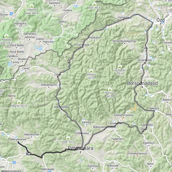 Map miniature of "The Mátraderecske Challenge" cycling inspiration in Észak-Magyarország, Hungary. Generated by Tarmacs.app cycling route planner