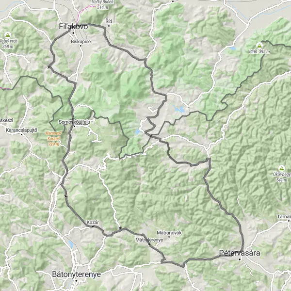 Map miniature of "Mátra Adventure" cycling inspiration in Észak-Magyarország, Hungary. Generated by Tarmacs.app cycling route planner