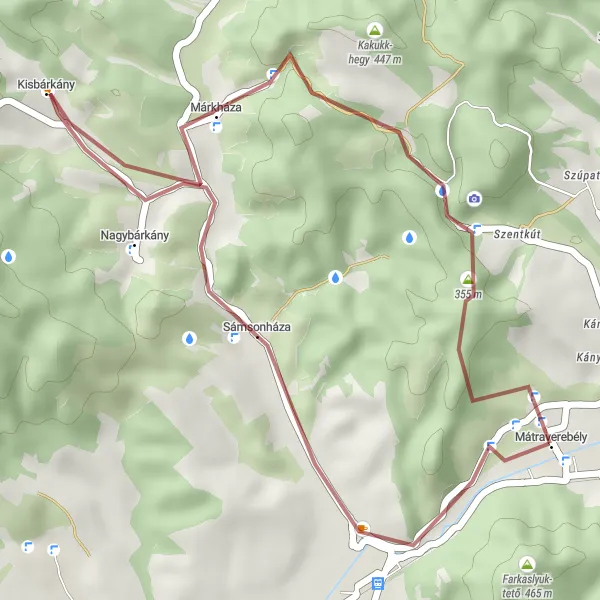 Map miniature of "Sámsonháza Short Loop" cycling inspiration in Észak-Magyarország, Hungary. Generated by Tarmacs.app cycling route planner