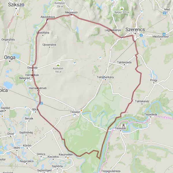Map miniature of "Nagy-hegy to Megyaszó Trail" cycling inspiration in Észak-Magyarország, Hungary. Generated by Tarmacs.app cycling route planner