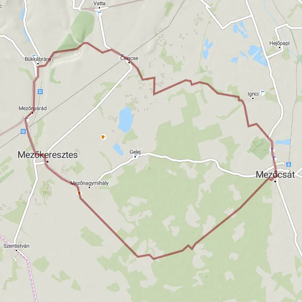 Map miniature of "Land of the Calm Hills" cycling inspiration in Észak-Magyarország, Hungary. Generated by Tarmacs.app cycling route planner