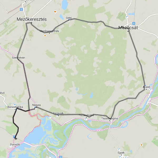 Map miniature of "Ároktő Discovery" cycling inspiration in Észak-Magyarország, Hungary. Generated by Tarmacs.app cycling route planner